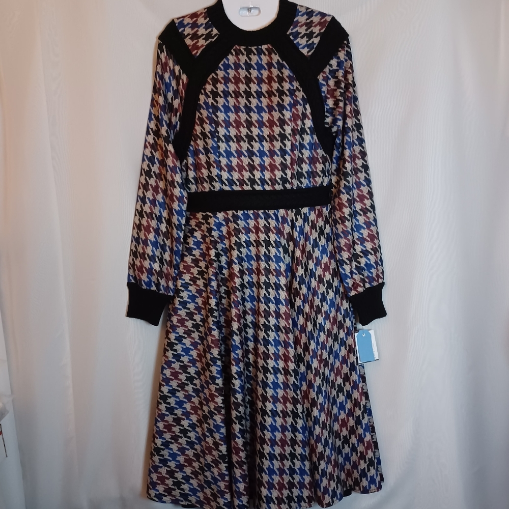 PASCAL Women's Multi-colored Wool Blend Midi Dress. Size S.